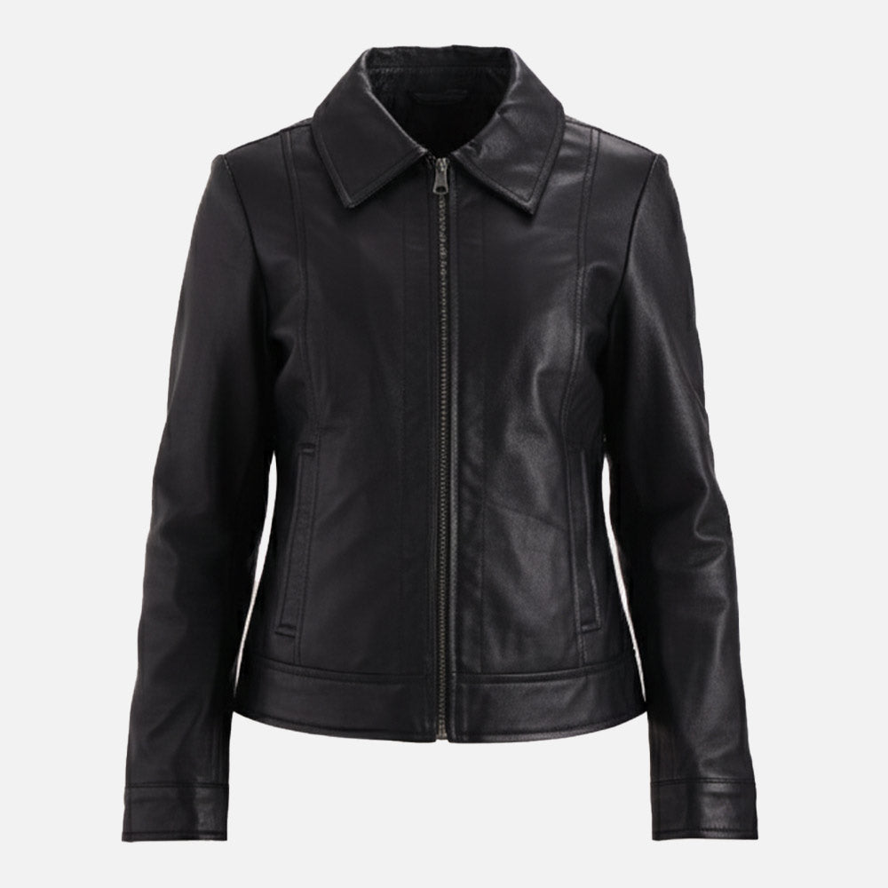 Taormina_Black_Leather_Jacket_Front_front view