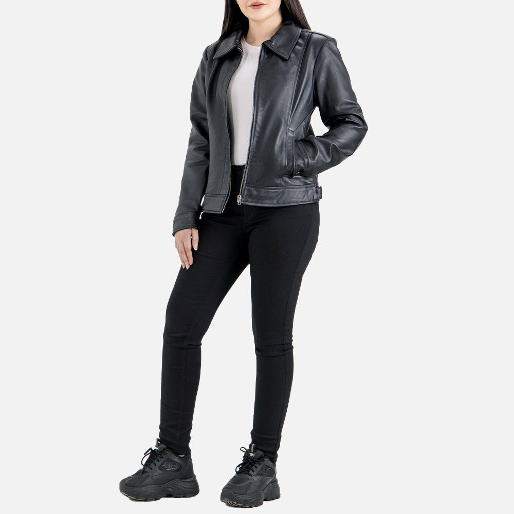 Taormina Black Leather Jacket full body