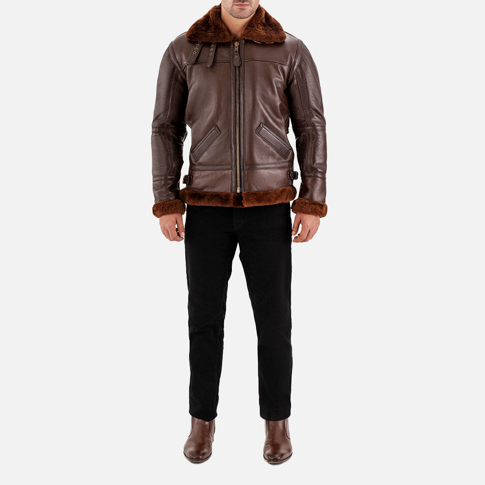 Trentino B3 Real Shearling Bomber Jacket full front view