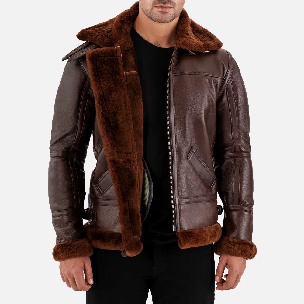 Trentino B3 Real Shearling Bomber Jacket  half open