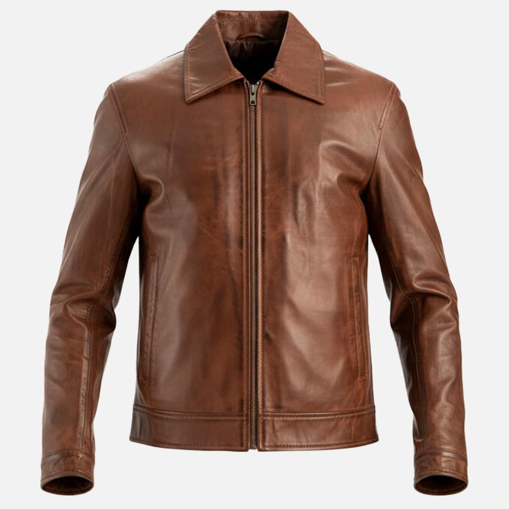 Tropea Brown Leather Jacket both hand