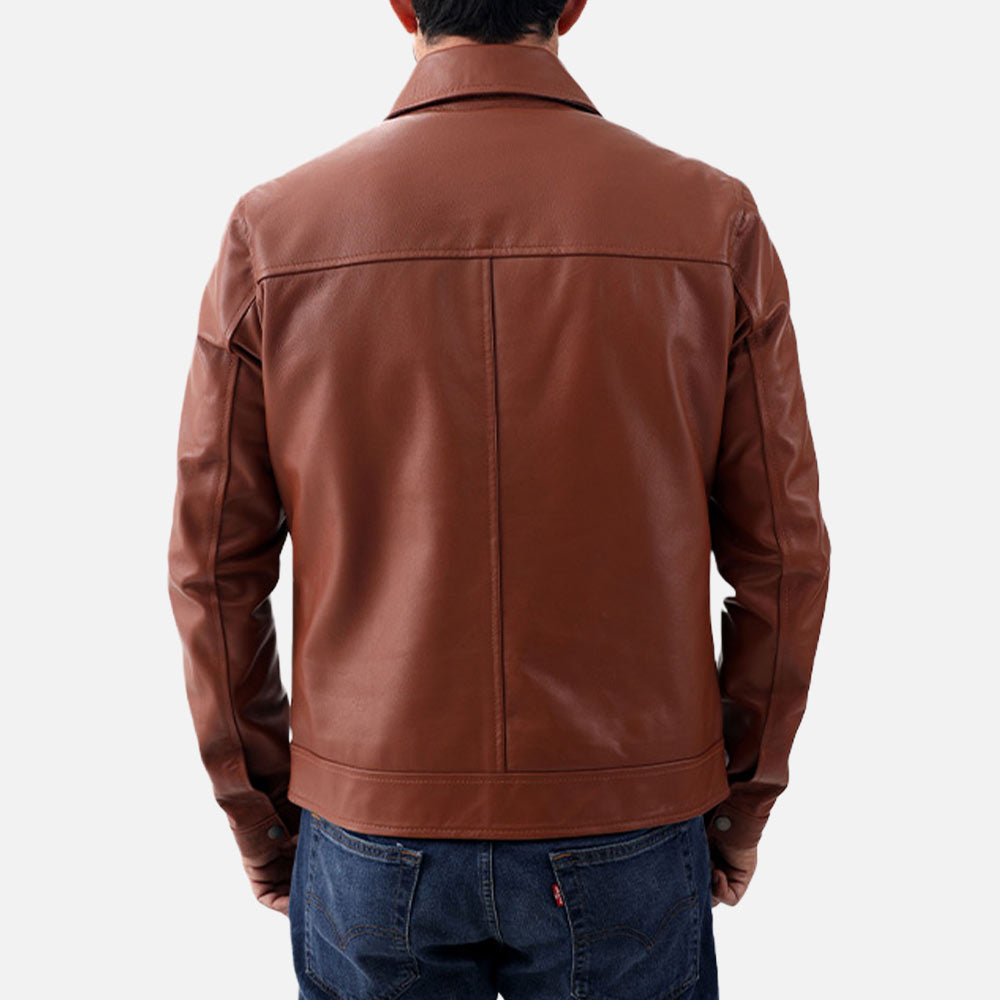 Tropea Tan Leather Jacket back view