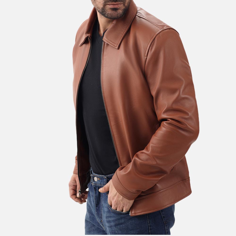 Tropea Tan Leather Jacket left view