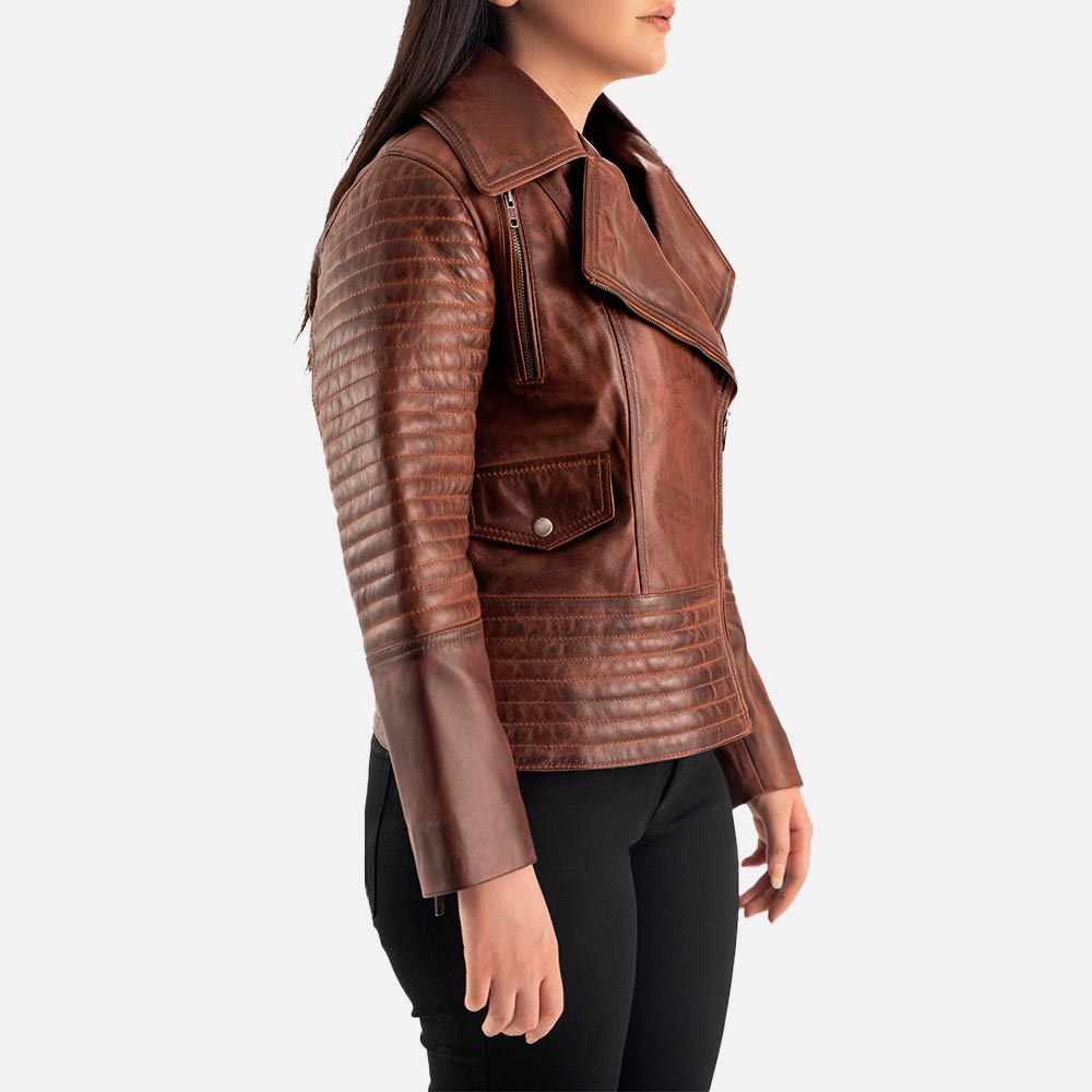 Valle Brown Leather Biker Jacket  right