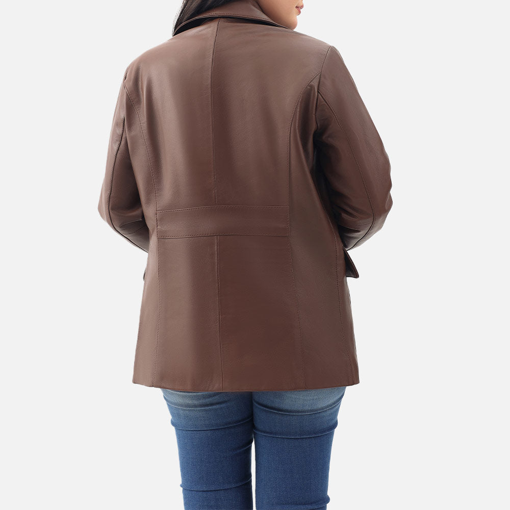 Vento Brown Leather Blazer back side