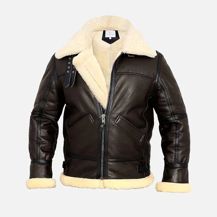 Arctic B3 Real Shearling Bomber Jacket Brown