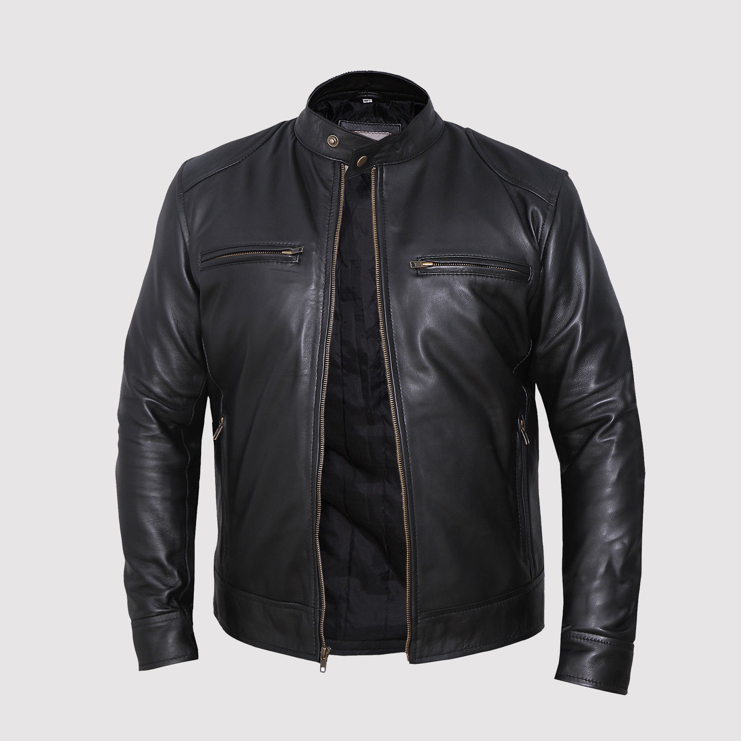 Chic Rust Black Leather Jacket