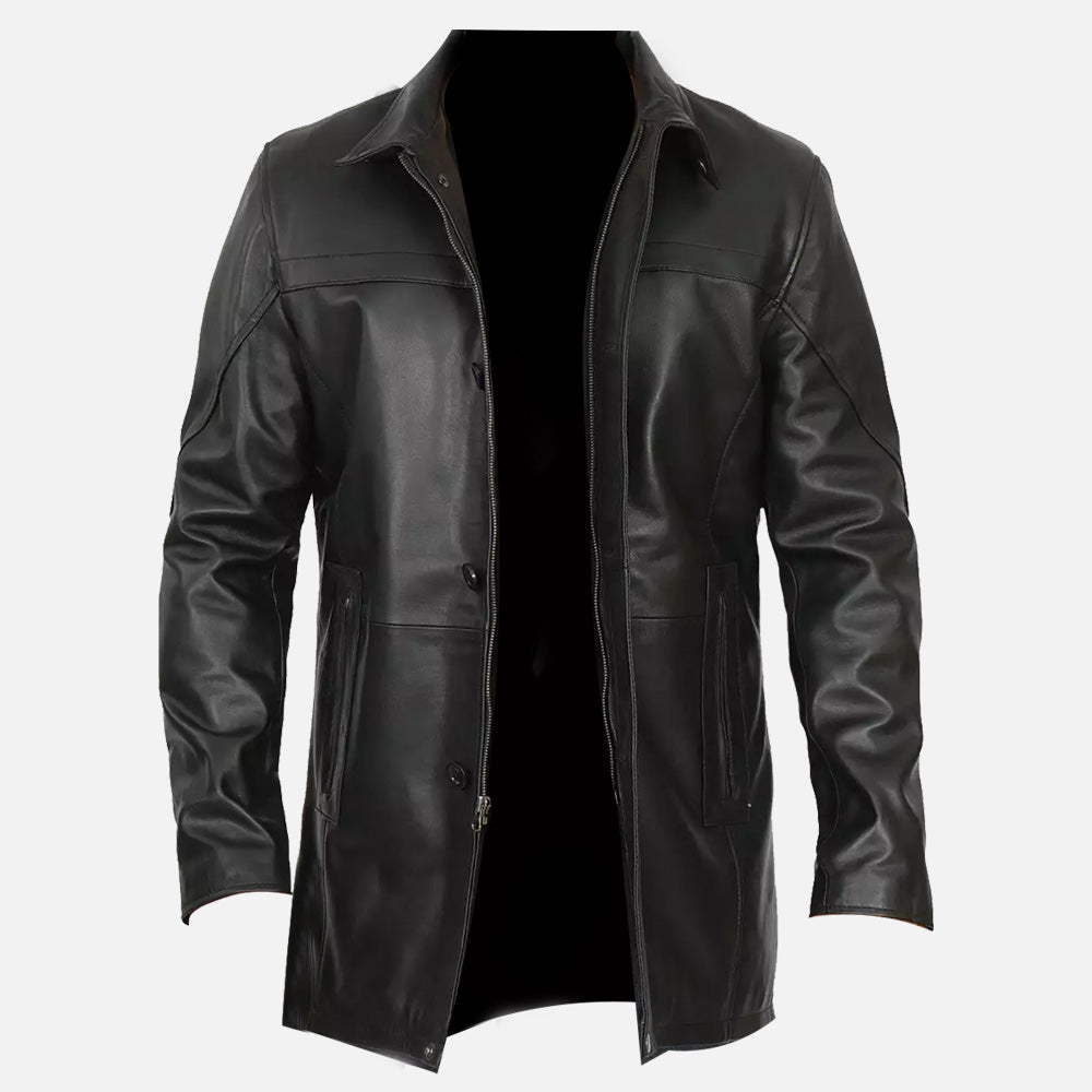 Obsidian Drive Black Leather Coat