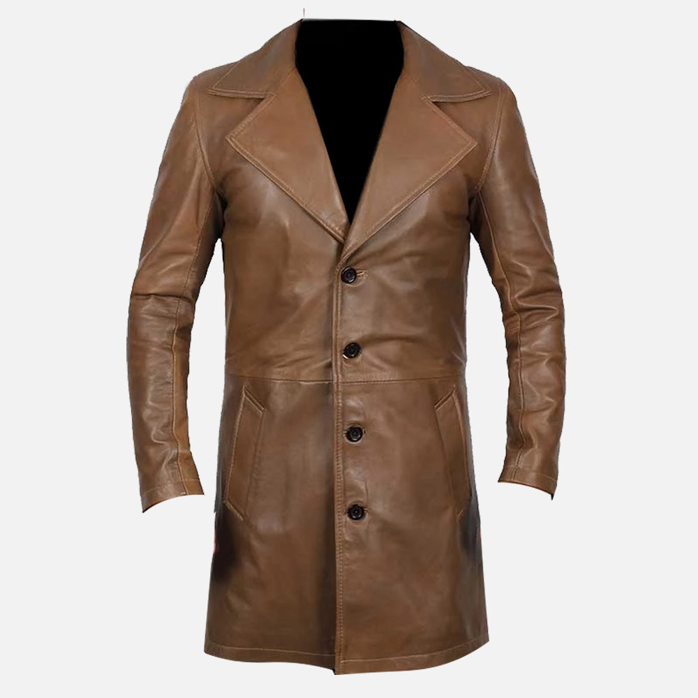 Mens Real Lambskin Leather Brown Coat