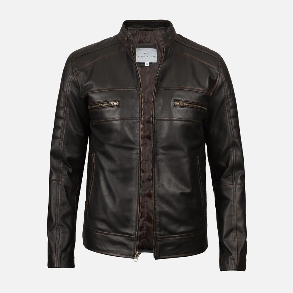 Mens Real Leather Ruboff Brown Leather Jacket