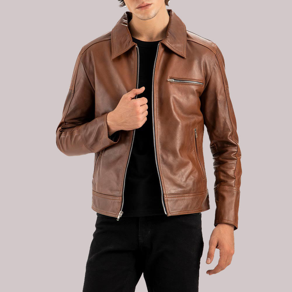Milano Black Leather Jacket Brown