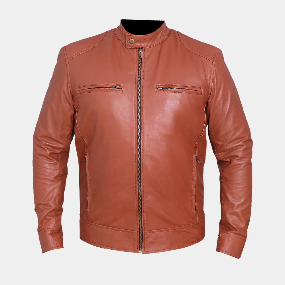 Motorcycle Leather Jacket for Men Tan