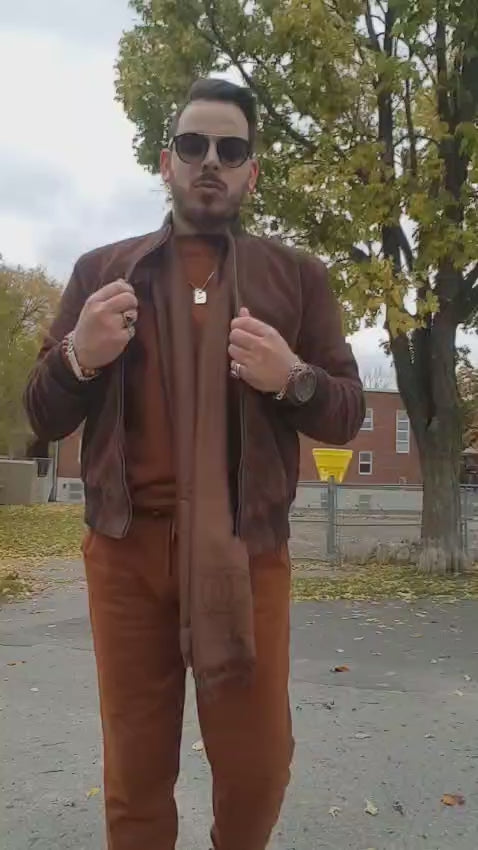 Ortisei Brown Suede Bomber Jacket