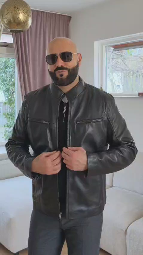 Firenze Black Leather Biker Jacket
