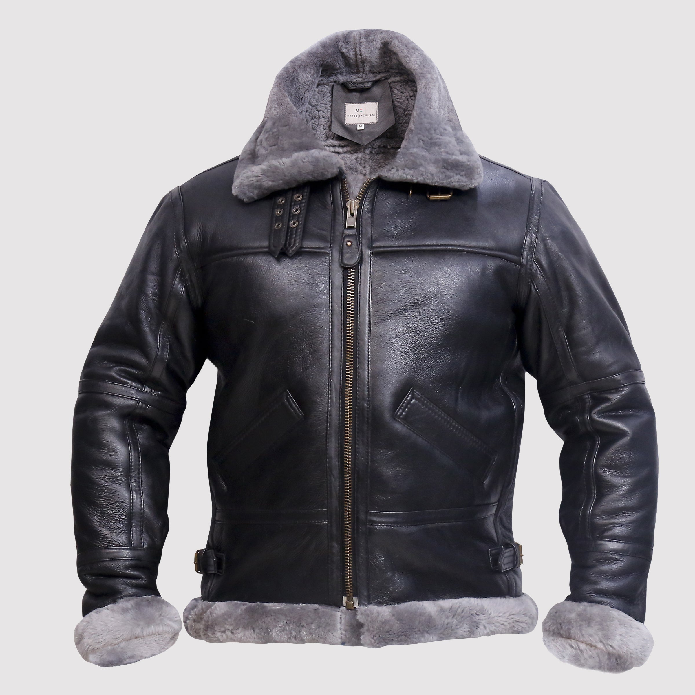 Arctic B3 Real Shearling Bomber Jacket Grey